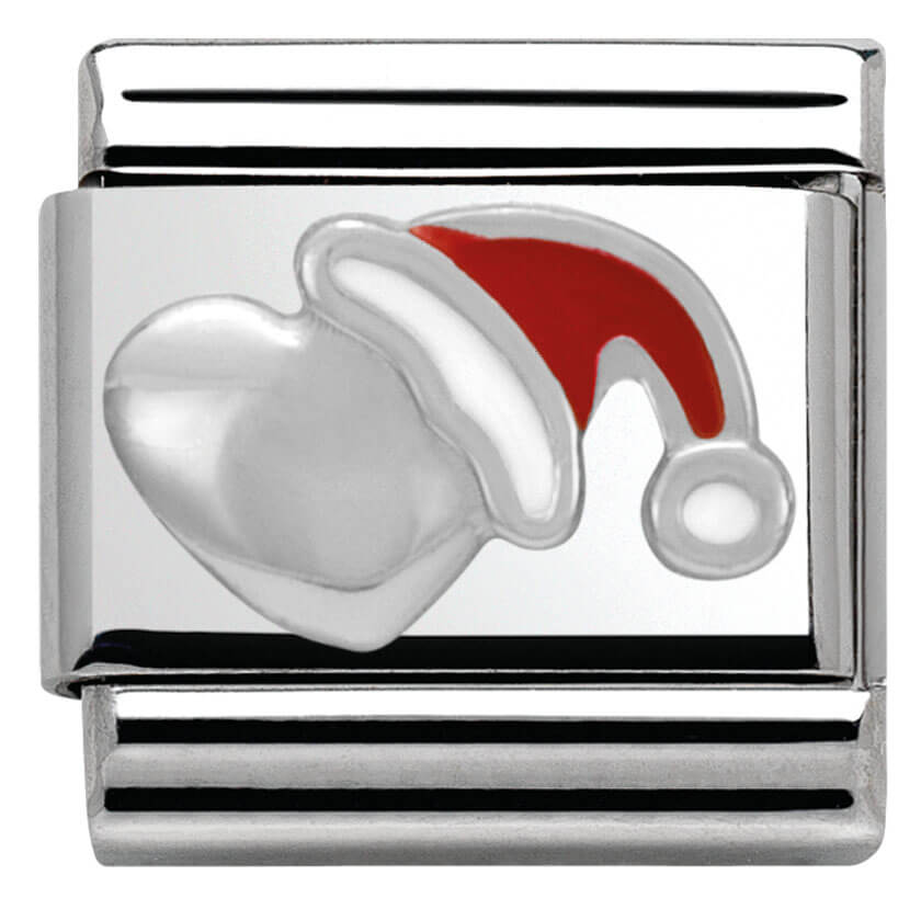 Nomination Silver Heart/Christmas Hat Charm