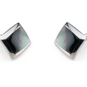 Sterling Silver Oblong Cufflinks with Grey Mother of Pearl Inlay