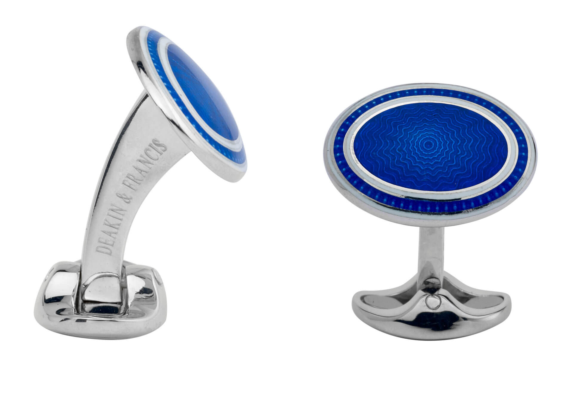 Sterling Silver White and Royal Blue Enamel Cufflinks