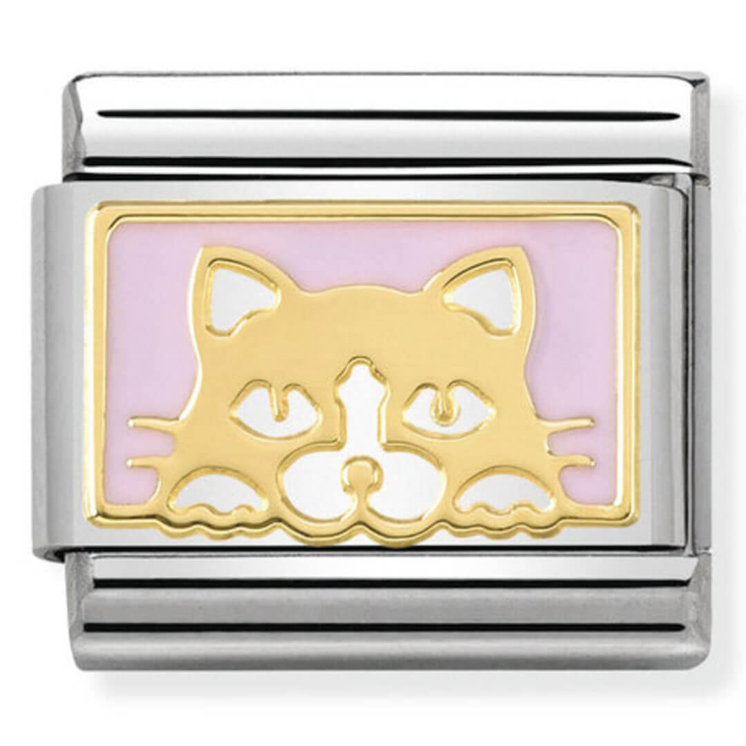 Nomination Gold Cat With Pink Enamel