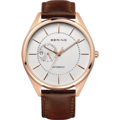 Bering Men's Automatic White Classic & Brown Leather