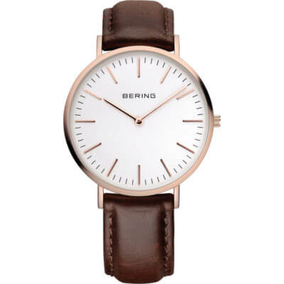 Bering Unisex White Classic & Brown Leather