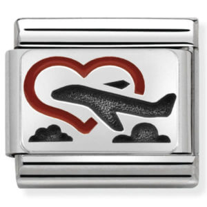 Nomination Silver Heart with Plane