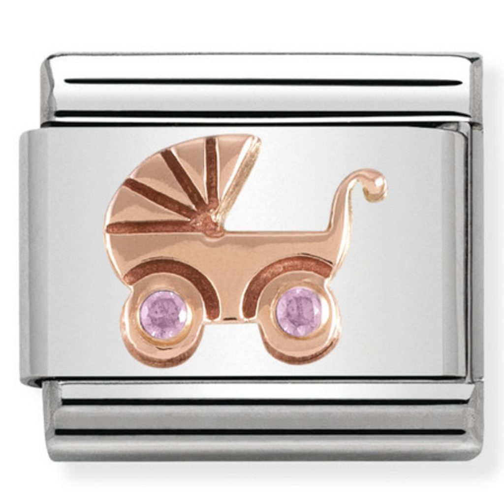Nomination Rose Gold Pram with Pink CZ Christopher Jewellers