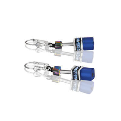 Coeur De Lion Blue-Grey Geo Cube Earrings