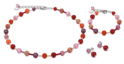 Coeur De Lion Orange-Rose Crystals Pavé Necklace