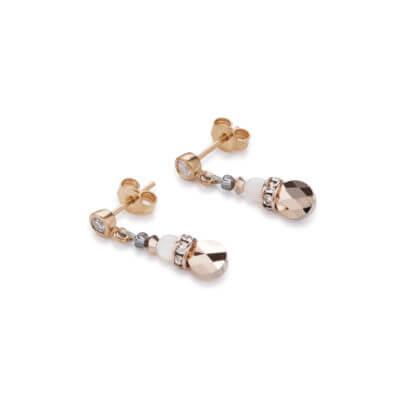 Coeur De Lion Beige-Rose Crystal Earrings