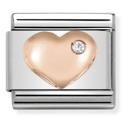 Nomination Rose Gold Raised Heart with White CZ