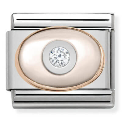 Nomination Rose Gold Pink Mother of Pearl with White CZ