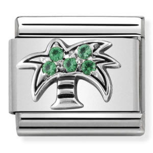 Nomination Silver Palm with Green CZ