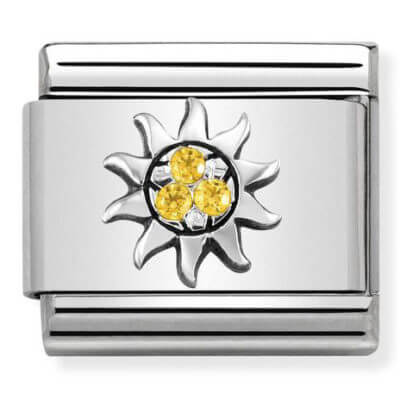 Nomination Silver Sun with Yellow CZ