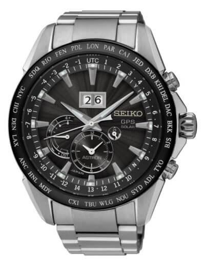 Seiko Mens Analogue Solar Powered Watch with Stainless Steel Strap
