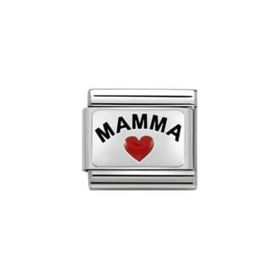 Silver Mamma Nomination Charm with Red Heart