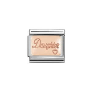 Daughter and heart Nomination charm in rose gold