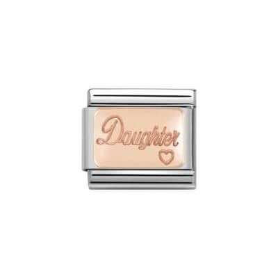 Daughter and heart Nomination charm in rose gold