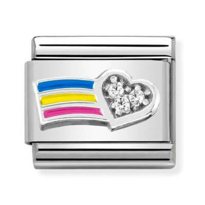 Nomination silver Rainbow heart with cubic zirconia charm