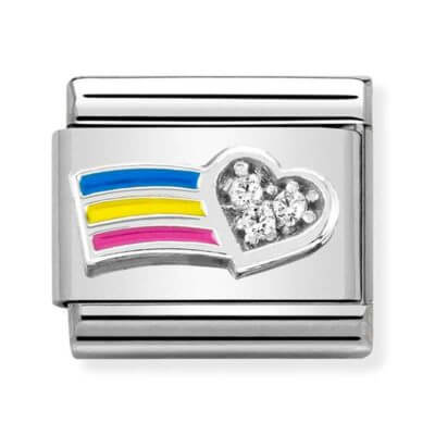 Rainbow heart Nomination charm in silver