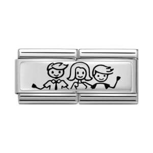 Silver Nomination charm with a family of 3 (little boy)