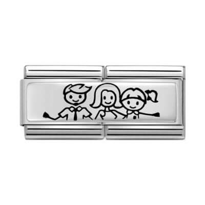 Silver family of 3 charm with little girl