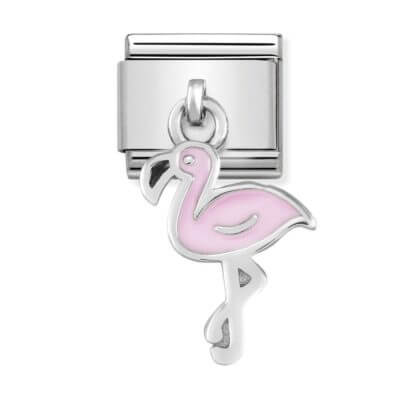 Nomination Classic Silver & Pink Flamingo Drop Charm