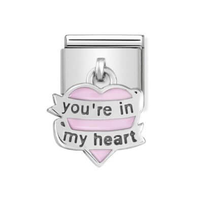 Nomination Classic Silver & Pink You're In My Heart Drop Charm