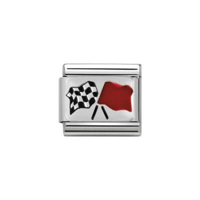 Nomination Classic Silver Red & Chequered Flag Charm