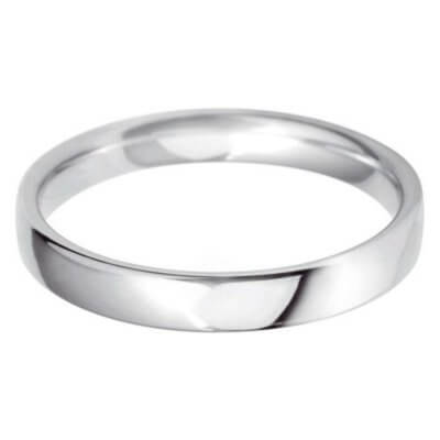 9ct White Gold 3mm Classic Court Wedding Band