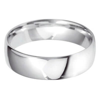 9ct White Gold 6mm Classic Court Wedding Band
