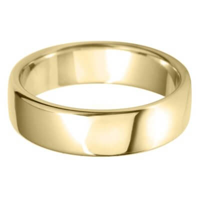 Classic Round Flat Wedding Band - Yellow 6mm