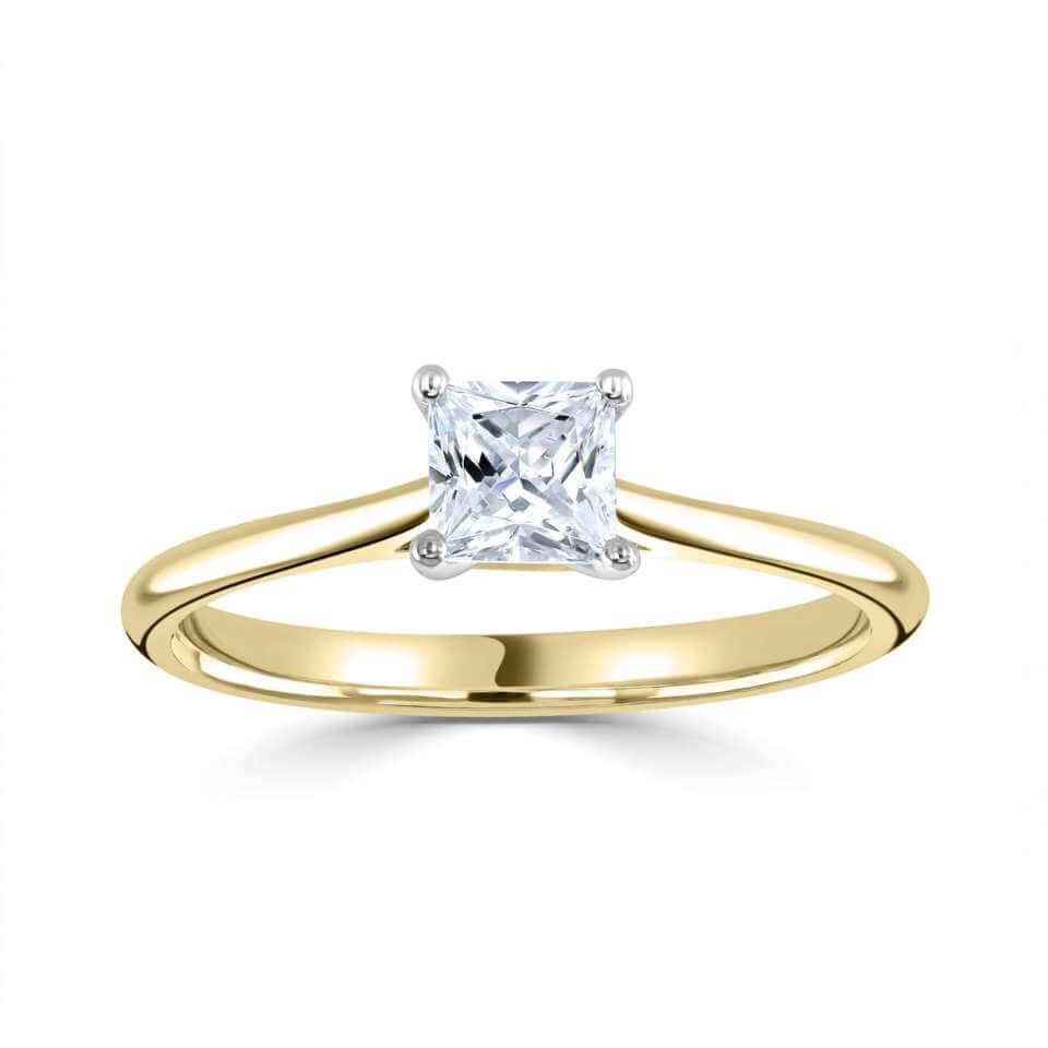 Anello Fidanzamento Solitario Taglio Principessa In Argento 925 Con CZ | Gioiello Promise Regalo Per Lei