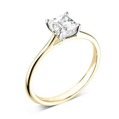 Dearest - 18ct Yellow Gold Diamond engagement ring  with 0.51ct Square Princess cut Diamond Centre