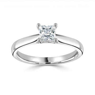Demure - Platinum Diamond engagement ring with 0.25ct Square Princess cut Diamond Centre