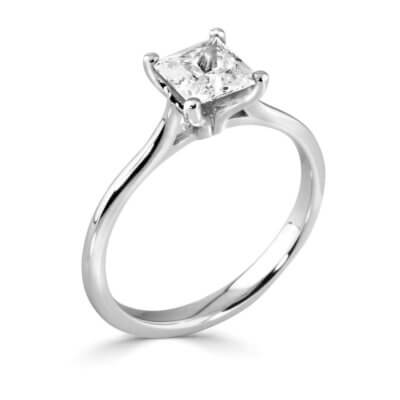 Devine - 18ct White Gold Diamond engagement ring  with 0.71ct Square Princess cut Diamond Centre