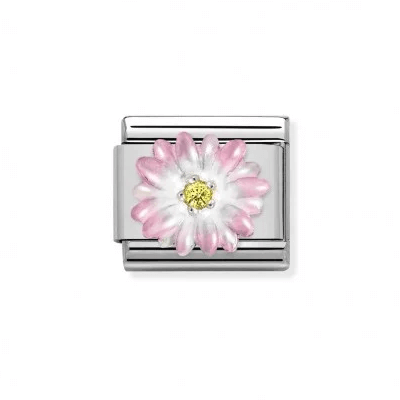 Nomination Silver Pink Flower