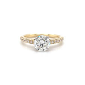 Pre-Owned 1.22ct Round Brilliant cut Diamond Engagement ring with Diamond set shoulders made in 18ct Gold