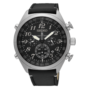 Seiko Prospex Sky Radio Controlled Chronograph Solar Leather Strap Watch SSG013P1