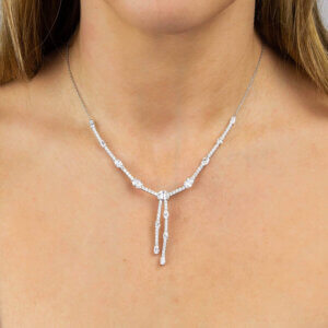 Diamonfire Oval and Round Zirconia Y Drop Necklace