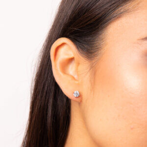 Diamonfire 0.75ct Cubic Zirconia Gold Plated Silver Stud Earrings- 4 claw set