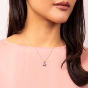 Diamonfire 2ct Cubic Zirconia Gold Plated Silver Necklace - 4 claw set