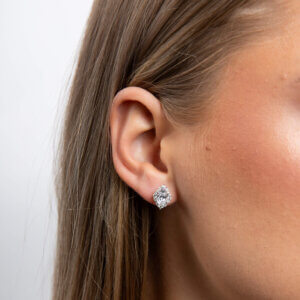 Diamonfire Oval Cubic Zirconia Cluster Stud Earrings