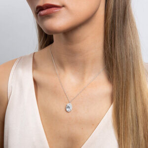Diamonfire Oval Cubic Zirconia Halo Pendant