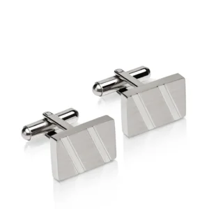 Unique & Co Men's Stainless Steel Double Stripe Cufflinks QC-280