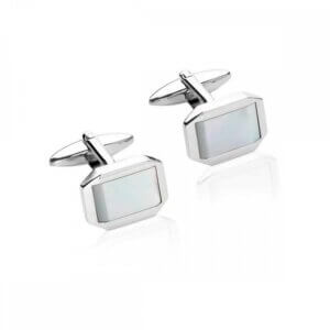 Unique & Co Men's Stainless Steel Mother Of Pearl Inlay Cufflinks QC-286