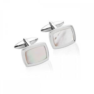 Unique & Co Men's Stainless Steel Mother Of Pearl Inlay Cufflinks QC-282