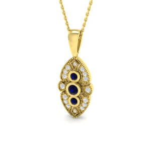 Pre-Owned 9ct Yellow Gold Sapphire and Diamond pendant with Chain