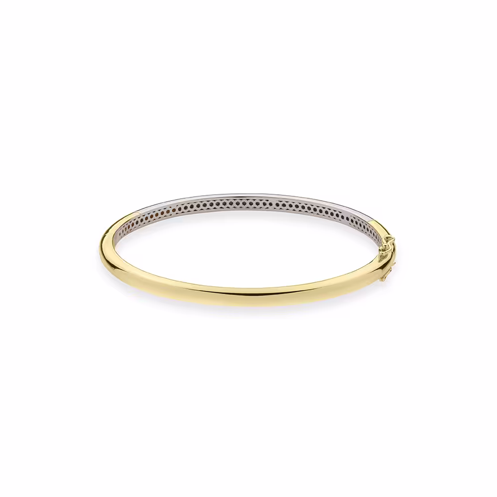 Gisser 18ct Yellow Gold Plated 4mm Sterling Silver Bangle, 60mm