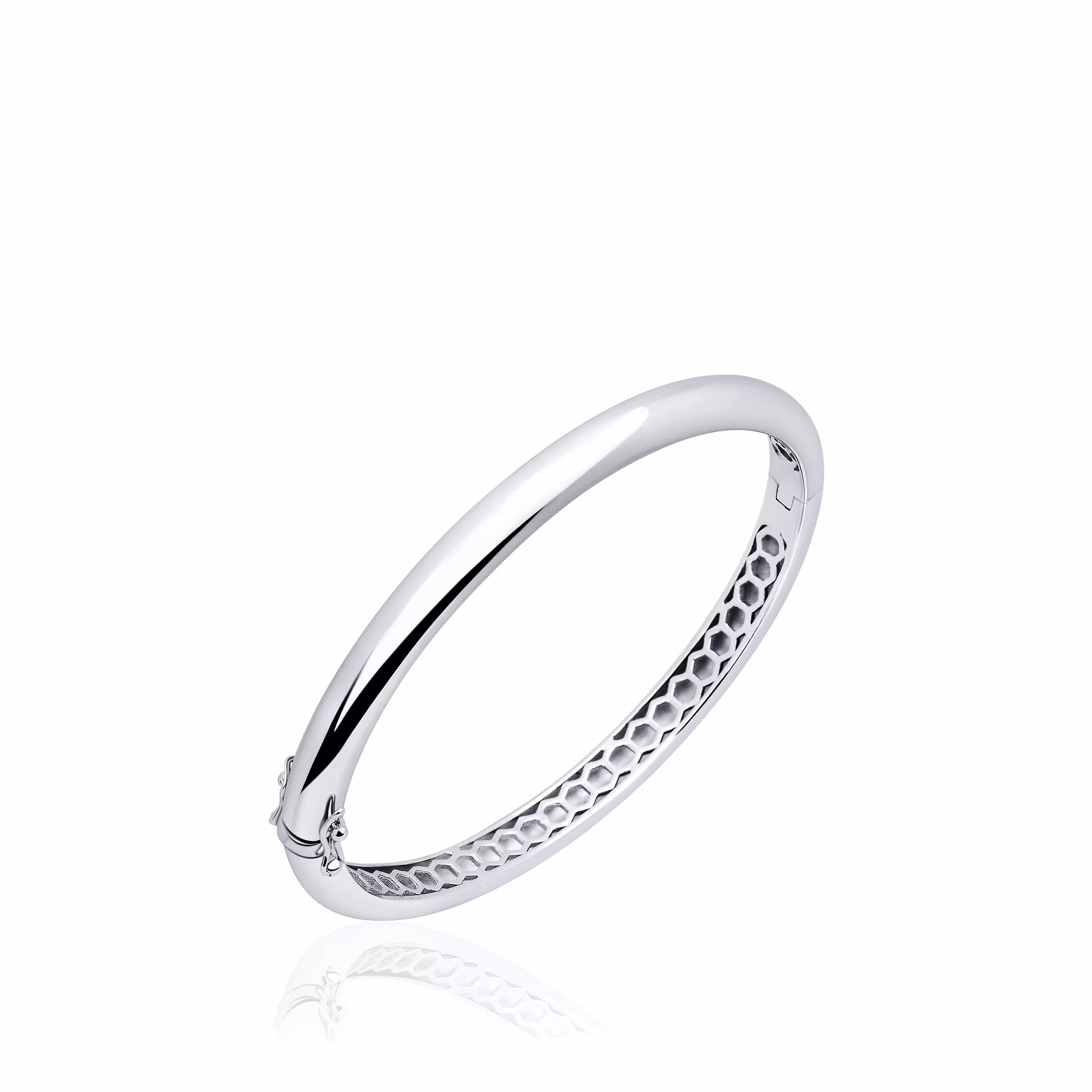 Gisser Rhodium Plated 6mm 925 Sterling Silver Bangle, 60mm