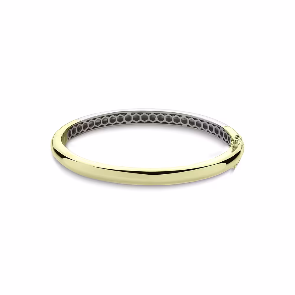 Gisser 18ct Yellow Gold Plated 6mm Sterling Silver Bangle, 60mm