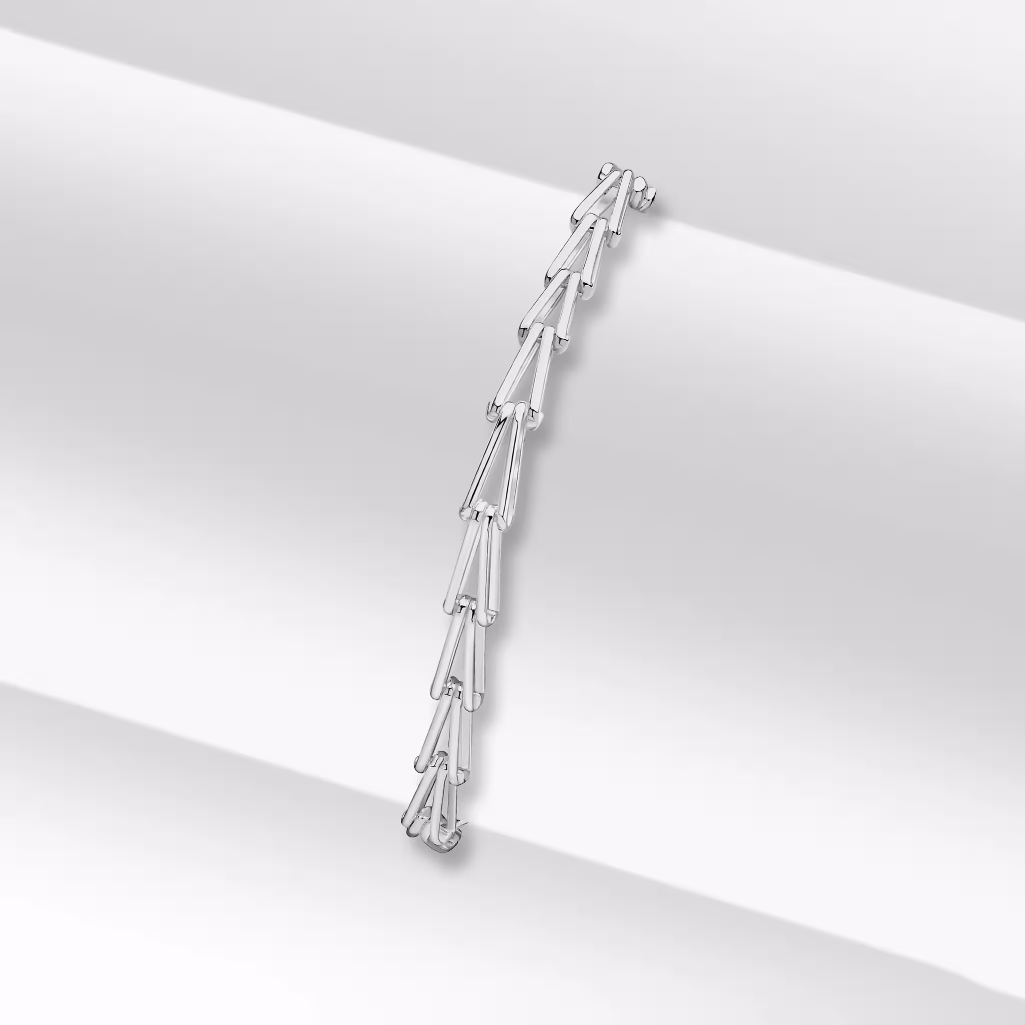 Sterling Silver Handmade Chevron Chain Bracelet 7.5 inch