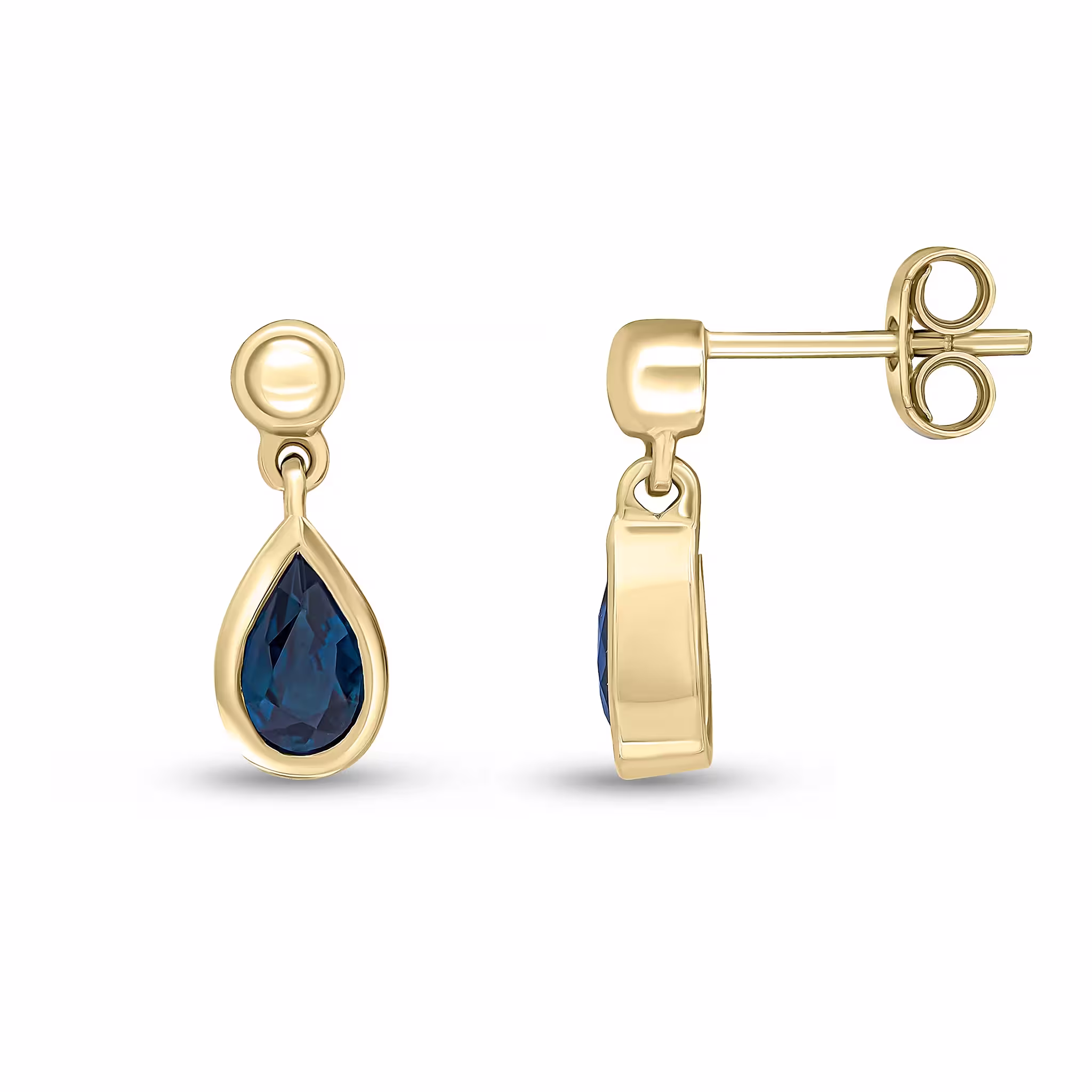 Pre-Owned 9CT Yellow Gold Pear Shaped Sapphire Drop Earrings 6x4mm